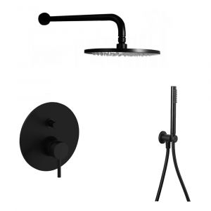 Комплект душової системи, внутрішній монтаж Paffoni Shower верхній душ Ø225 мм (колір - чорний матовий)