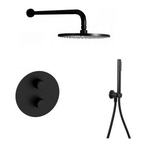 Душова система Paffoni Shower прихованого монтажу на 2 споживача, верхній душ Ø300 мм (колір - чорний матовий)