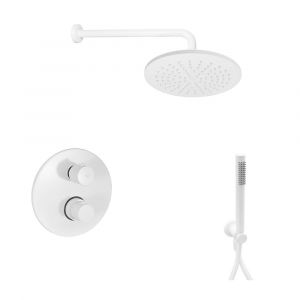 Душова система Paffoni Shower прихованого монтажу на 2 споживача, верхній душ Ø225 мм (колір - білий матовий)