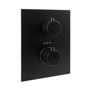 Термостат для душу на 2 споживача Paffoni Light (колір - чорний матовий), з металевою накладкою