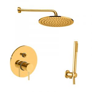 Душова система Paffoni Shower прихованого монтажу, верхній душ Ø300 мм (колір - глянсове золото)