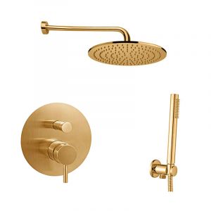 Душова система Paffoni Shower прихованого монтажу, верхній душ Ø300 мм (колір - матове золото)