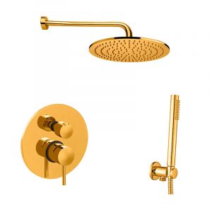 Душова система Paffoni Shower прихованого монтажу, верхній душ Ø300 мм (колір - глянцеве золото)