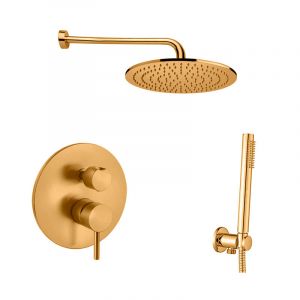 Душова система Paffoni Shower прихованого монтажу, верхній душ Ø300 мм (колір - матове золото)