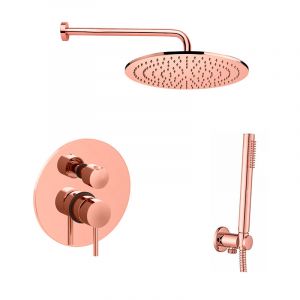 Душова система Paffoni Shower прихованого монтажу, верхній душ Ø300 мм (колір - рожеве золото)