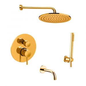 Душевая система с изливом Paffoni Shower, верхний душ Ø300 мм (цвет – глянцевое золото)