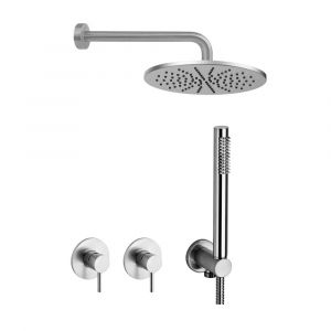 Комплект душової системи Paffoni Shower прихованого монтажу, верхній душ Ø225 мм (колір – сталь)