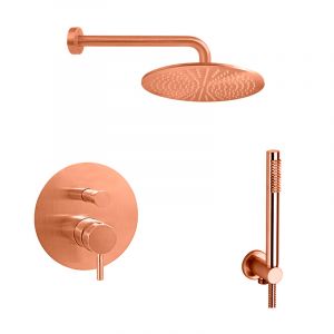 Душова система Paffoni Shower прихованого монтажу, верхній душ Ø300 мм (колір – Brushed Copper)